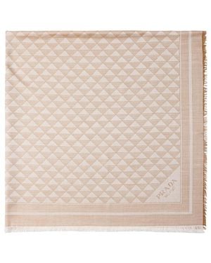Prada Silk And Wool Shawl - Natural