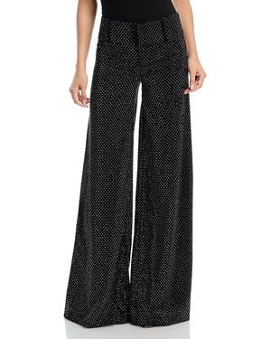 Alice + Olivia Embellished Wide Leg Pants - Black