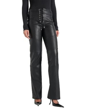 Manière De Voir Seren Croc Embossed Lace Up Pants - Black