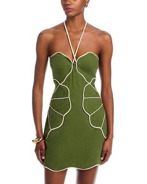 FARM Rio Asymmetric Neck Mini Dress - Green