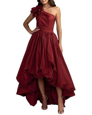 Mac Duggal One Shoulder High Low Gown With 3D Flower - Red