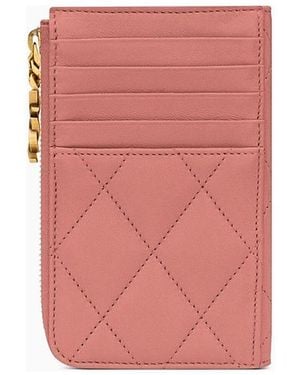 Saint Laurent Cassandre Bijou Zip Card Case - Pink