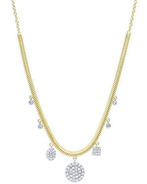 Meira T 14K & Diamond Cluster Dangle Charm Necklace, 16-18 - Metallic