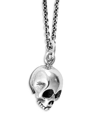 King Baby Studio Micro Skull Pendant Necklace, 24 - Metallic