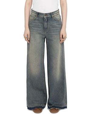 Zadig & Voltaire Eli High Rise Wide Leg Jeans - Gray