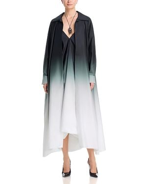 Norma Kamali Super Oversized Neck Shirt Dress - Blue