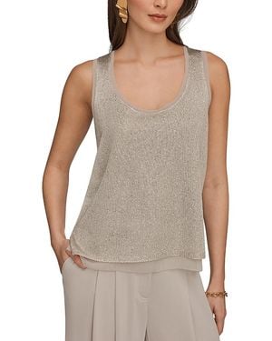 Donna Karan Sequin Detail Knit Shell - Gray