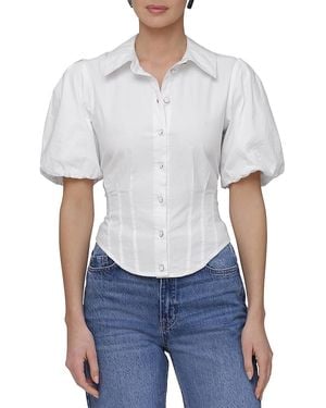 Bagatelle Button Front Corset Shirt - White
