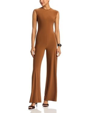 Norma Kamali Sleeveless Crewneck Wide Leg Jumpsuit - Brown