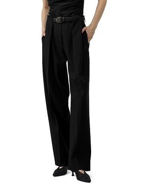 LILYSILK Box Pleated Silk-Wool Trouser - Black
