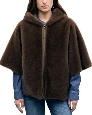 Gerard Darel Amel Faux Fur Cape Coat - Black