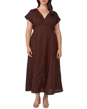 Estelle Aubrey V Neck Midi Dress - Brown