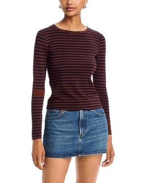 Aqua Stripe Ruched Long Sleeve Top - Purple