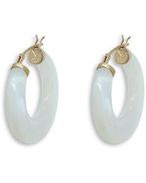 Moon & Meadow 14K Mother Of Pearl Inlay Hoop Earrings - Blue