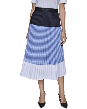 Karl Lagerfeld Colourblock Pleated Midi Skirt - Blue