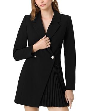 French Connection Azra Twill Pleated Tuxedo Dress - Black