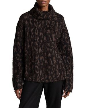 Vince Oversized Jacquard Turtleneck Sweater - Black