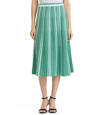 Ming Wang Roadmap Pattern Soft Knit Midi Skirt - Green