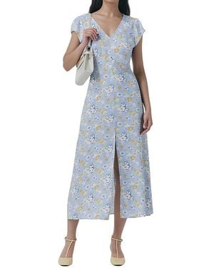 Ghost Blair Crepe Floral Sleeveless Midi Dress - Blue