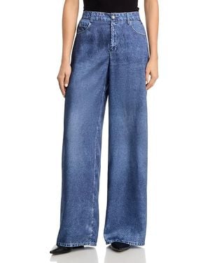 Kobi Halperin Sage Denim Print Satin Pants - Blue