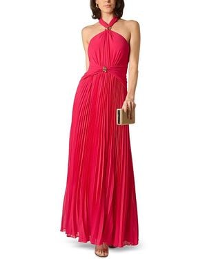Aidan Mattox Pleated Chiffon Dress - Red