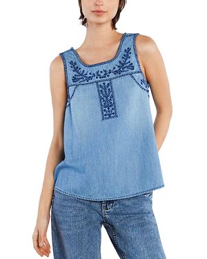 Billy T Floral Embroidery Tank Top - Blue
