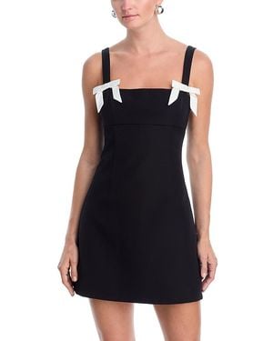 Aqua Satin Sleeveless Bow Mini Dress - Black