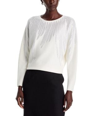 Tahari Feather Hotfix Dolman Sleeve Sweater - White