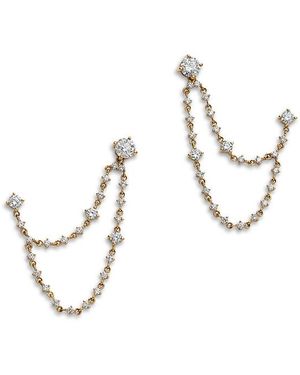 Bloomingdale's Fine Collection Diamond Round-Cut Chain Drop Earrings - White