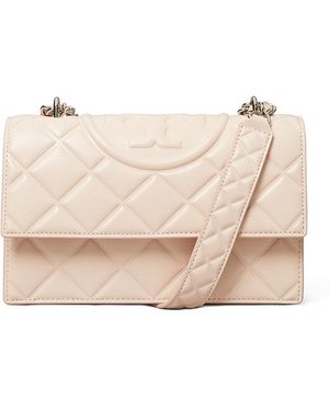 Tory Burch Small Fleming Leather Shoulder Bag - Natural