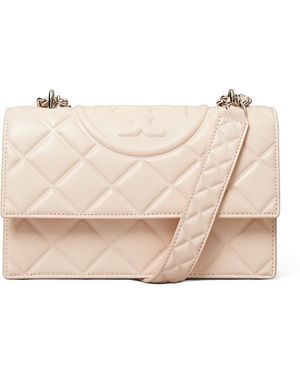 Tory Burch Small Fleming Leather Shoulder Bag - Natural