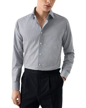 Eton Printed Long Sleeve Button Front Shirt - Gray