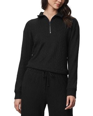 Splendid Sweater Soft Quarter Zip Sweatshirt - Black
