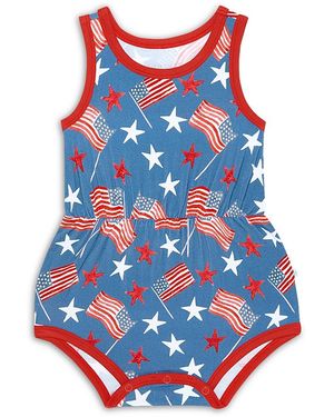 Posh Peanut Sam Varsity Romper - Blue