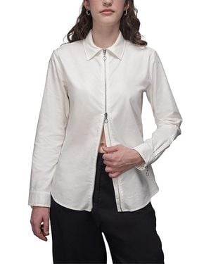 WILDFANG The Essential Long Sleeve Oxford Zip Up Shirt - Gray