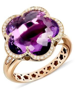 Pasquale Bruni 18K Rose Bon Ton Amethyst & Diamond Flower Ring - Purple