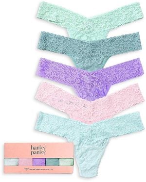 Hanky Panky Signature Lace Low Rise Thongs, Set Of 5 - Multicolor