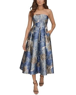Donna Karan Donna Karan Strapless Jacquard Midi Dress - Blue
