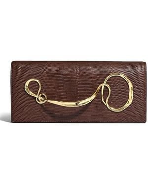 Alexis Twisted Side Handle Clutch - Brown