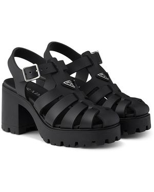 Prada Rubber Platform Sandals - Black