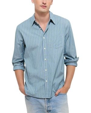 Alex Mill Point Collar Striped Cotton Poplin Long Sleeve Shirt - Blue