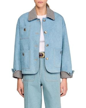 Sandro Denim Jacket Front Button - Blue