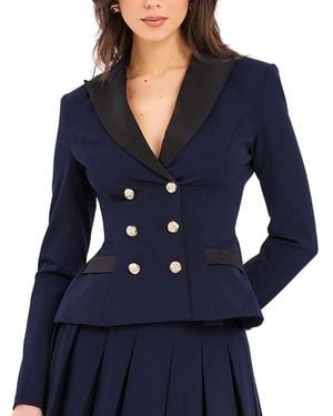 Miss Circle Nasia Double Breast Backless Blazer - Blue