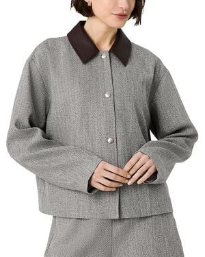 French Connection Speckled Herringbone Contrast Collar Jacket - Gray