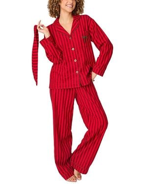 Pj Salvage Long Sleeve Cotton Flannel Pajama Set - Red