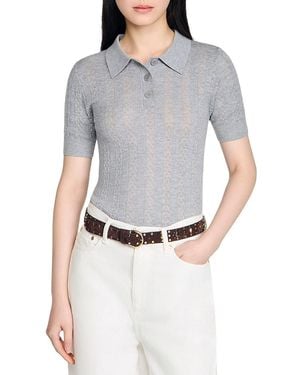 Sandro Pointelle Knit Sweater - Gray
