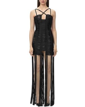 Hervé Léger The Paige Strappy Fringe Trim Gown - Black