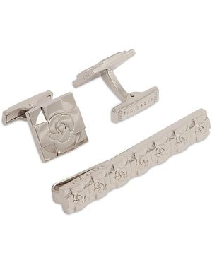 Ted Baker Rosemel Rose Cufflinks & Tie Bar Set - White