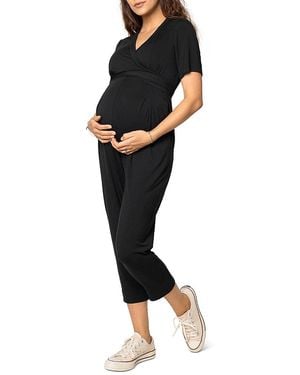 Ingrid & Isabel Maternity Short Sleeve Knit Jumpsuit - Black