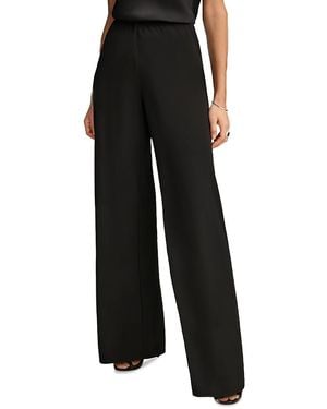 Donna Karan Donna Karan Flat Front Wide Leg Pants - Black